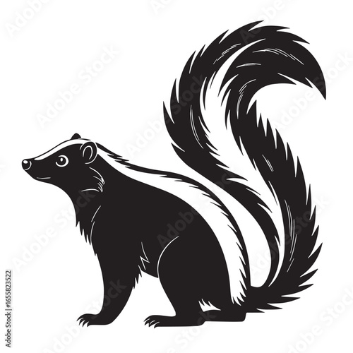black skunk Silhouette Vector, High Quality Illustration on White Background