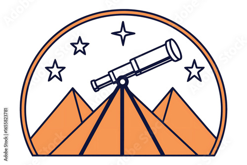 Telescope on mountain peak observing stars under a night sky