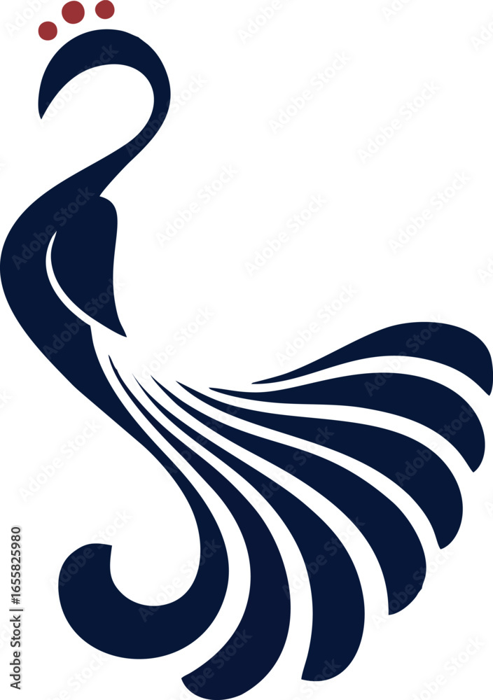 Fototapeta premium Elegant Stylized Peacock Logo with Royal Crown 