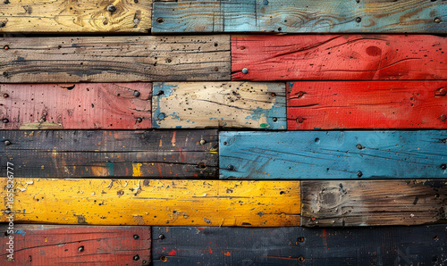 Wallpaper Mural Colorful Grungy Wooden Planks Background with Rustic Texture and Weathered Painted Surfaces for Artistic, Vintage, and Decorative Concepts Torontodigital.ca