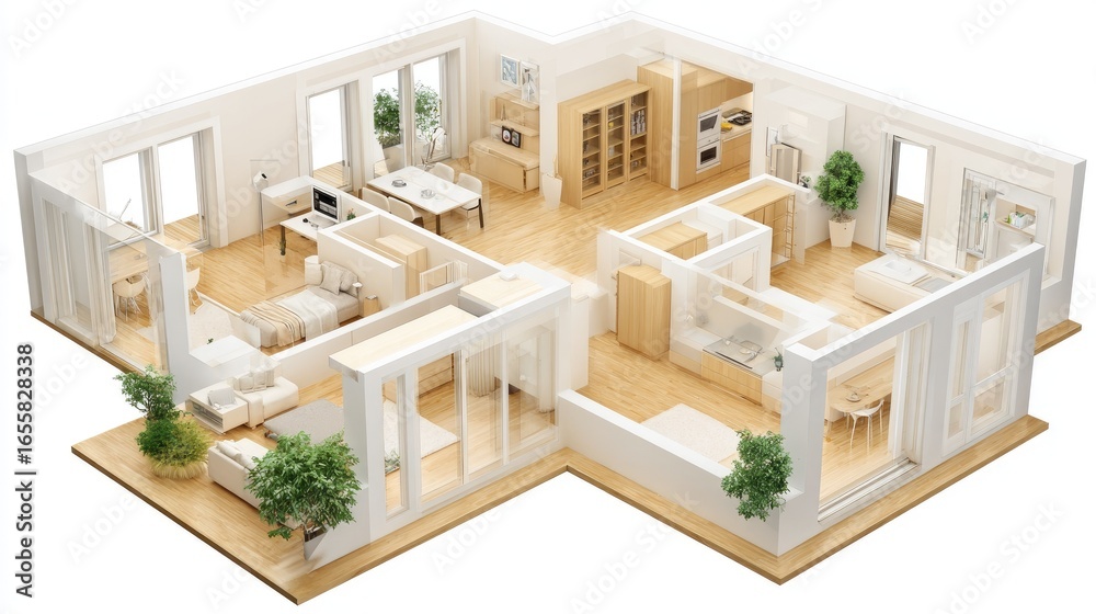 Detailed floor plan of a modern apartment. Detailed floor plan of a modern apartment.