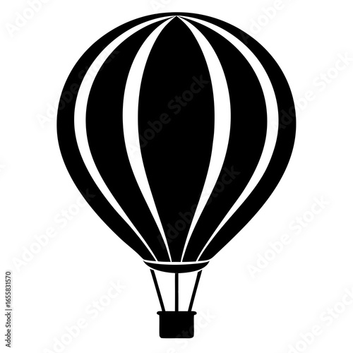 Hot Air Balloon vector clean black silhouette design white background