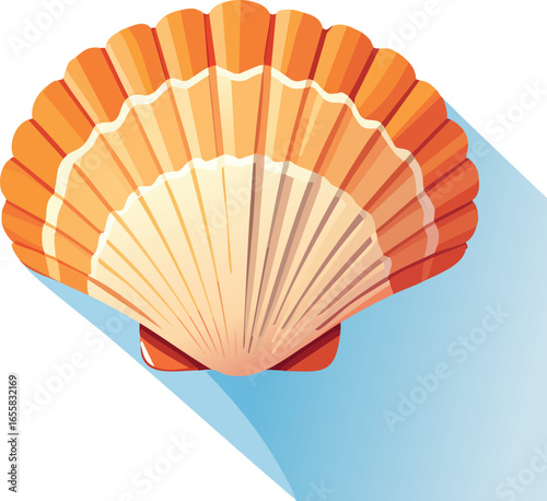 Orange seashell design, perfect for ocean, summer, marine, and beach illustrations. Generative AI
