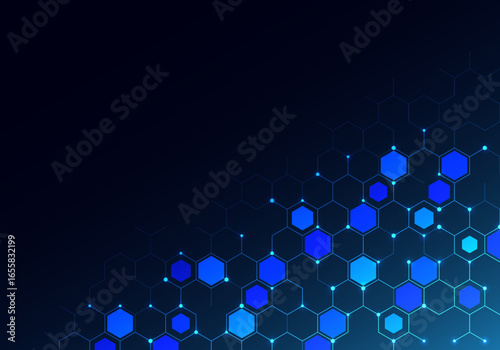 Abstract technology background and design element with hexagons pattern and geometric shapes