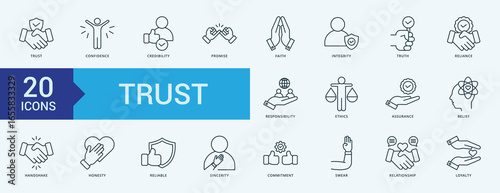Trust icon collection set with trust, confidence, credibility, promise, faith, integrity