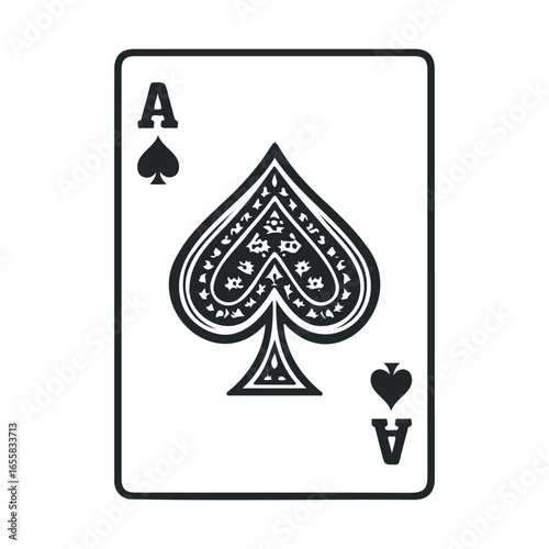 Ace of spades playing card illustration with ornate design
