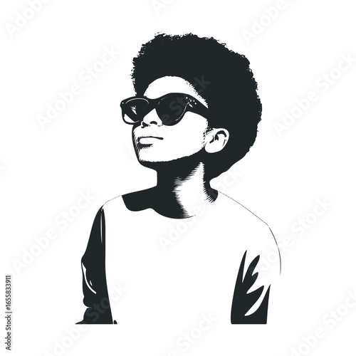 Stylish young african boy in sunglasses with confident pose