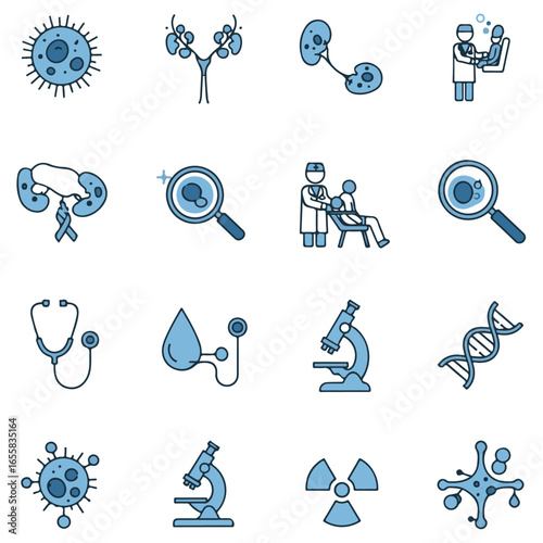 Medical and Scientific Icon Set for Hodgkin Lymphoma and Cancer Research