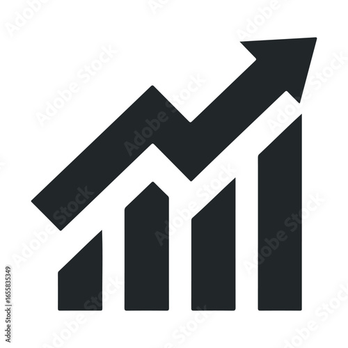 Black ascending growth chart arrow illustrating business success