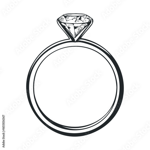 Elegant diamond ring sketch with minimalist design and vintage charm