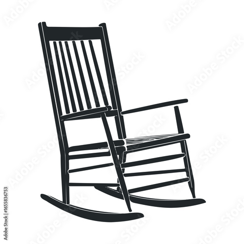 Classic wooden rocking chair illustration on white background