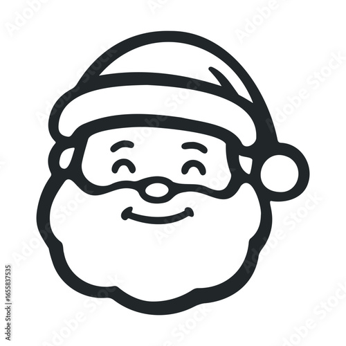Smiling cartoon santa face with hat and beard illustration