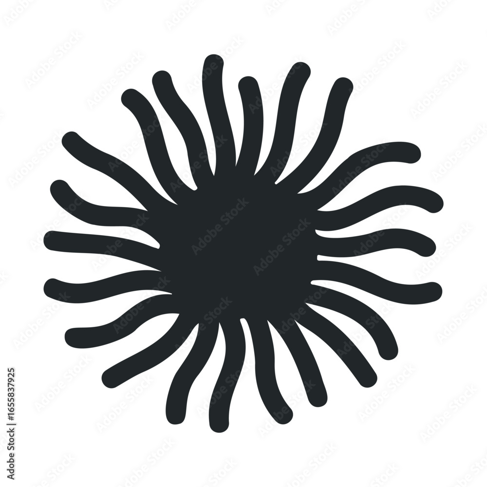 Obraz premium Abstract black sunburst circular pattern with radiating lines