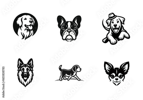 Dog Breed Mascot Logos Vector Set