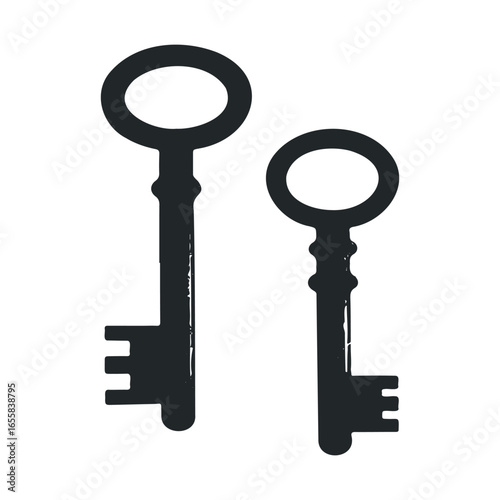 Vintage skeleton keys illustration in black and white