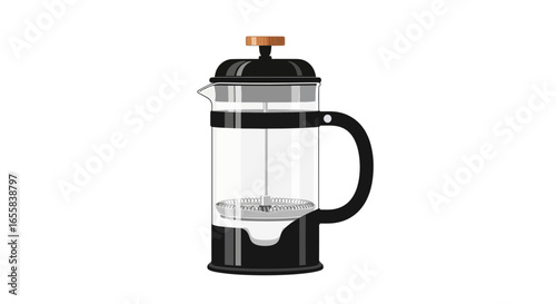 French press coffee maker, an isolated illustration on a white backdrop