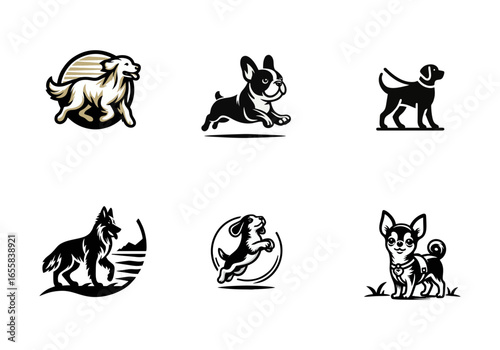 Dog Breed Logo Collection Vector Illustration