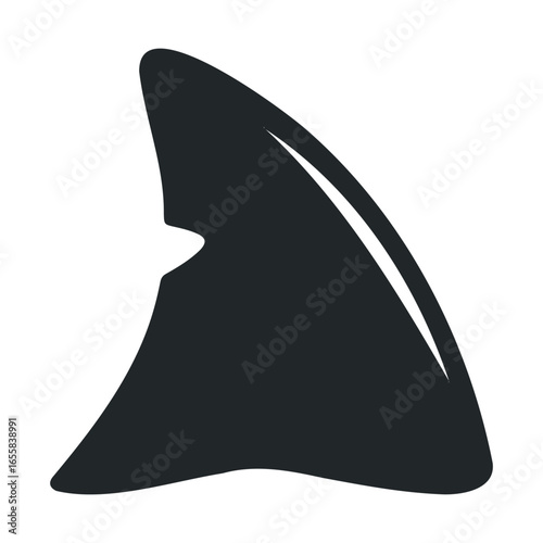 Minimalist shark fin icon illustration: simplistic black and white design