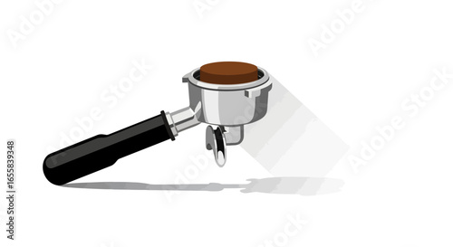 Illustrative coffee portafilter, perfect for brewing espresso at home