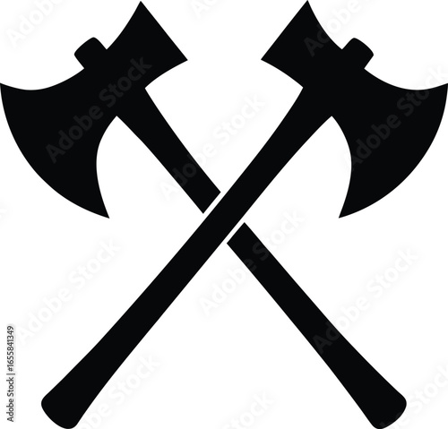 Crossed Axes Silhouette Icon