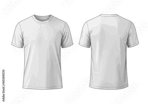 A graphic shows a white tshirt from the front and back isolated on a white background