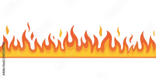 Fiery flames border design isolated on transparent background