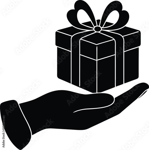 Gift in Hand Silhouette Icon