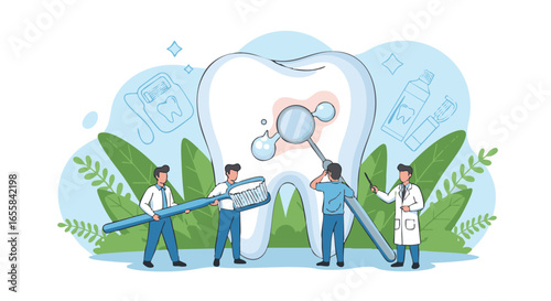 Dental Care Team Protecting a Healthy Tooth