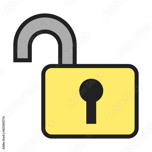 開いた南京錠のカラフルアイコン（ベクター） / Colorful Open Padlock Icon (Vector)