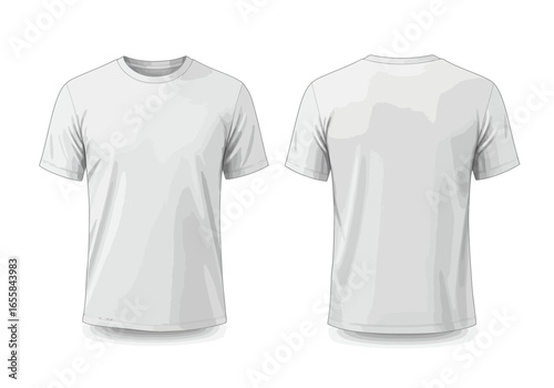 Frontback view of a white shortsleeved tshirt with crew neck