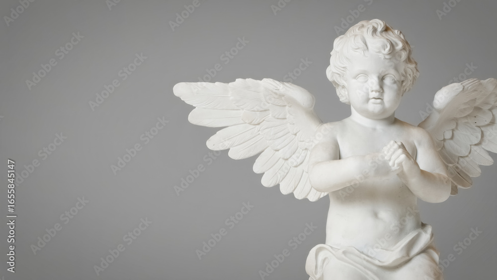 Fototapeta premium White angel statue with wings and a face