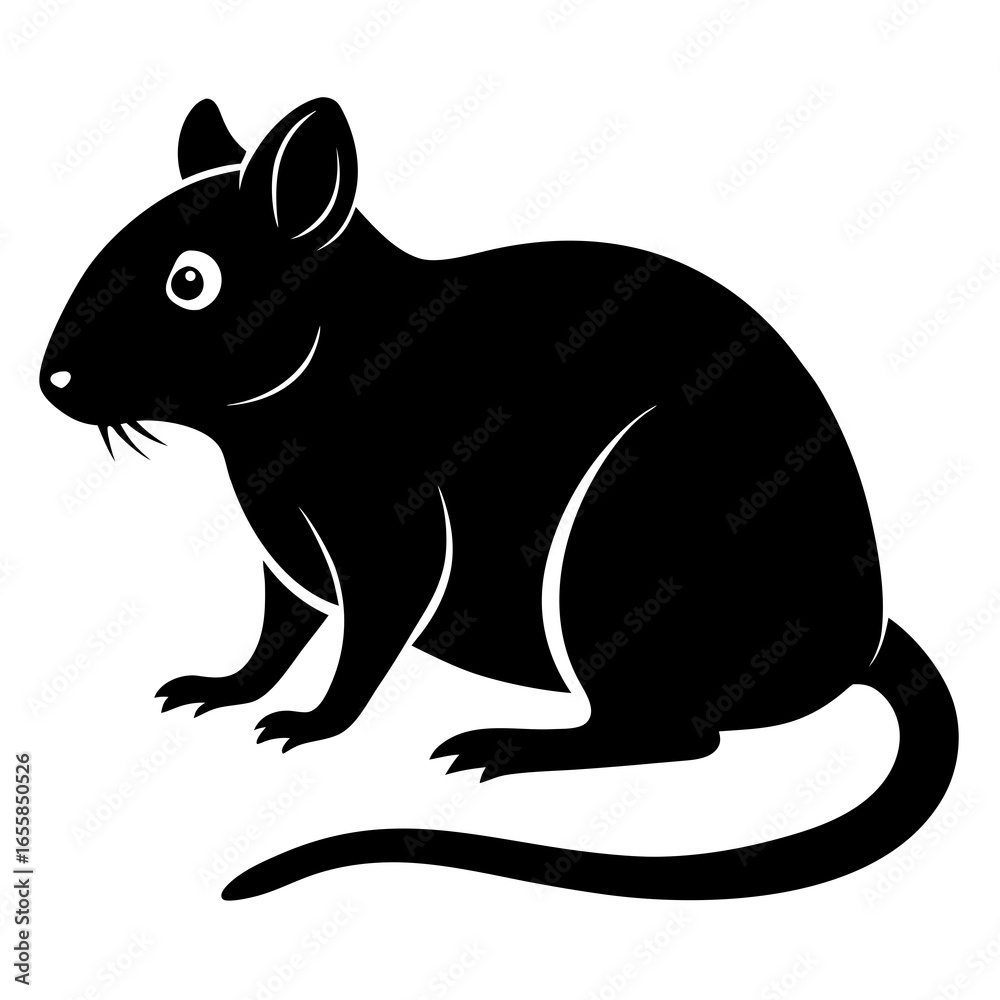 Obraz premium Rat vector clean black silhouette design white background