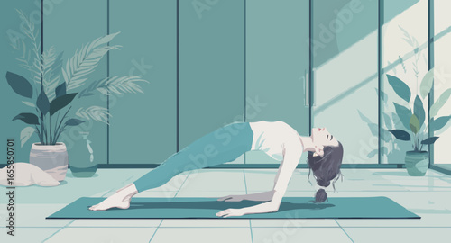 woman doing yoga in camel pose