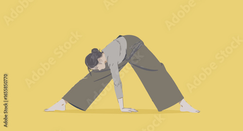 illustration yoga in wide legenda for warid fold pose