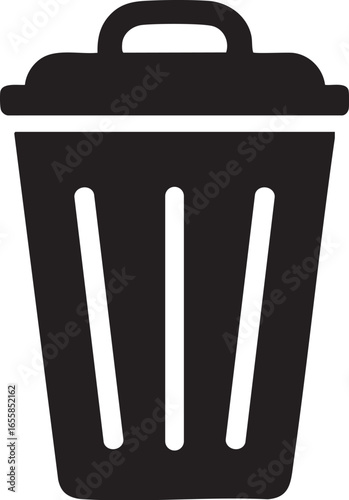 Trash Bin Icon | Garbage Can Symbol | Waste Disposal Sign silhouette vector