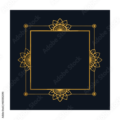 Thin Golden Rectangular Frame with Mandala Corners