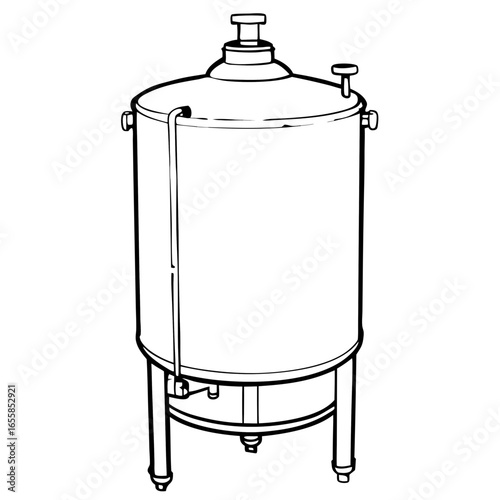 Dairy product pasteurizer tank icon white background

