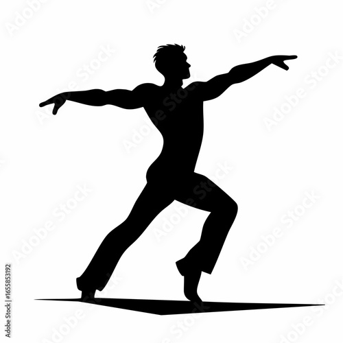Silhouette of a Dancer: A dancer, in a stunning silhouette, gracefully moves with fluid motion, evoking artful storytelling through dance.