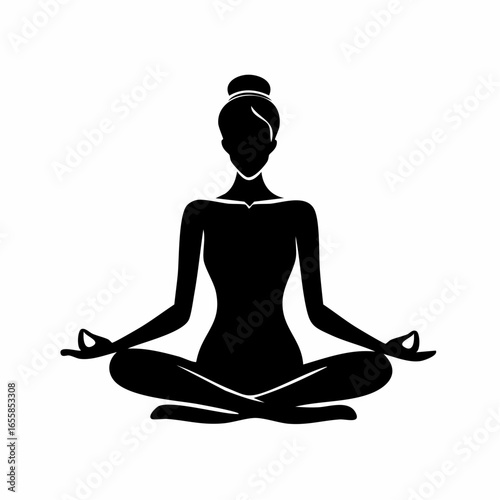 Serene Meditation: Silhouette of a figure, lost in a moment of tranquility, radiating inner peace and mindfulness, invites to embrace the art of meditation.