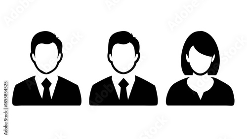 Silhouette Trio: A collection of refined silhouettes, exuding professionalism, offers a sense of anonymity, ideal for corporate and business-related concepts.
