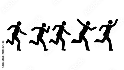 Running Silhouette: A series of dynamic silhouette captures a running man in motion, embodying action, energy, and the essence of sportsmanship. 