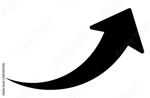 Curved Black Arrow Pointing Up Growth and Success Icon Vector

