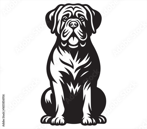 Dog Illustration – Sitting Guard Pet Vector Drawing