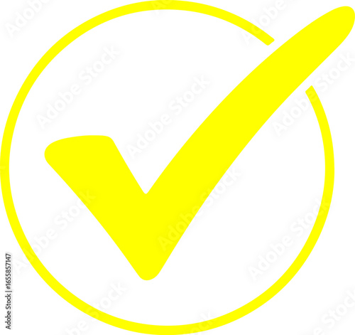 Yellow Check Mark in Circle Icon  Hand-Drawn Tick Symbol
