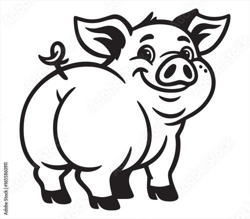 Pig Illustration – Farm Animal Cartoon Vector