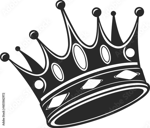 Black Crown Silhouette Vector Icon
