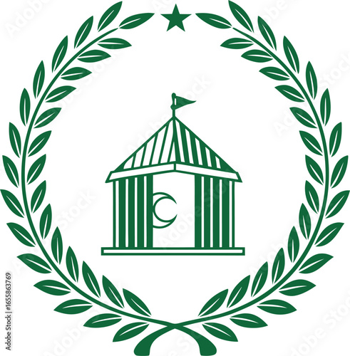 Vector illustration of a laurel wreath on white background with leaf and nature design elements