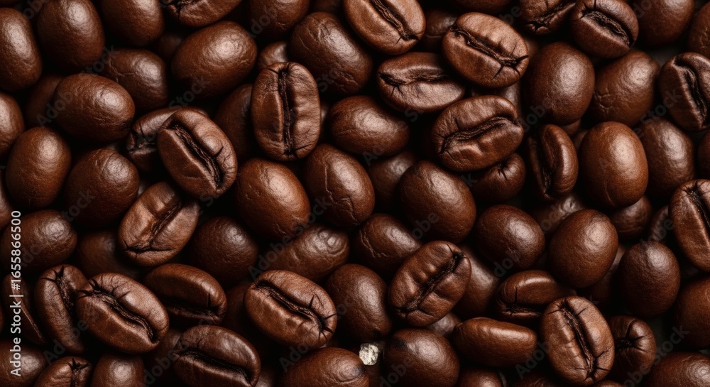 Obraz premium A closeup detailed view of roasted coffee beans