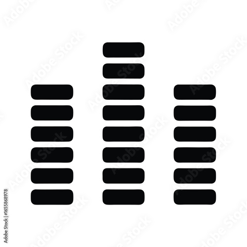 Black frequency bars on a   symbolizing sound volume levels