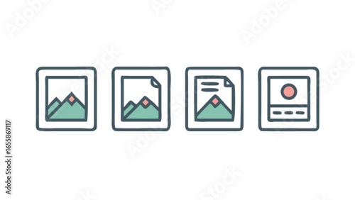 Image file type icon set vector graphics format document symbol gallery media picture illustration 100